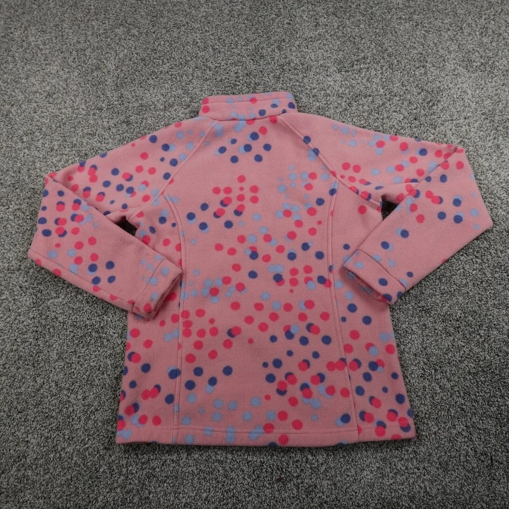Columbia Sweater Girls XL 18/20 Pink Polka Dot Fleece Sweatshirt‎ Casual Preppy